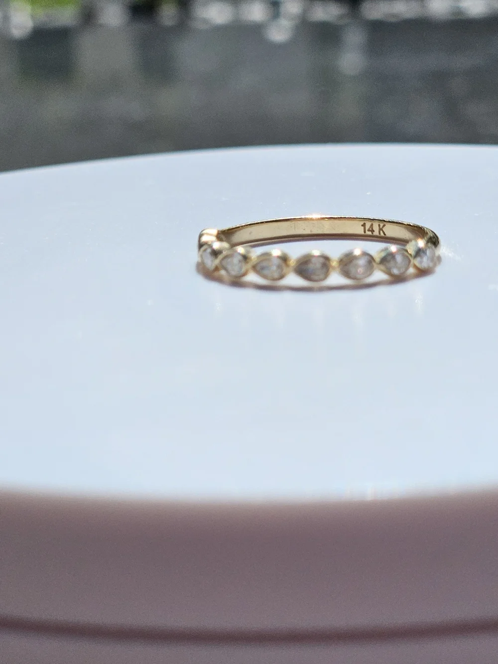 Yellow Gold (14K) Pear Cut Natural Diamond Wedding Band